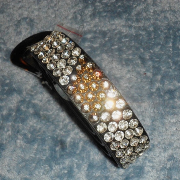 Black Leather Silver/Gold Bling Western Belt main image 4